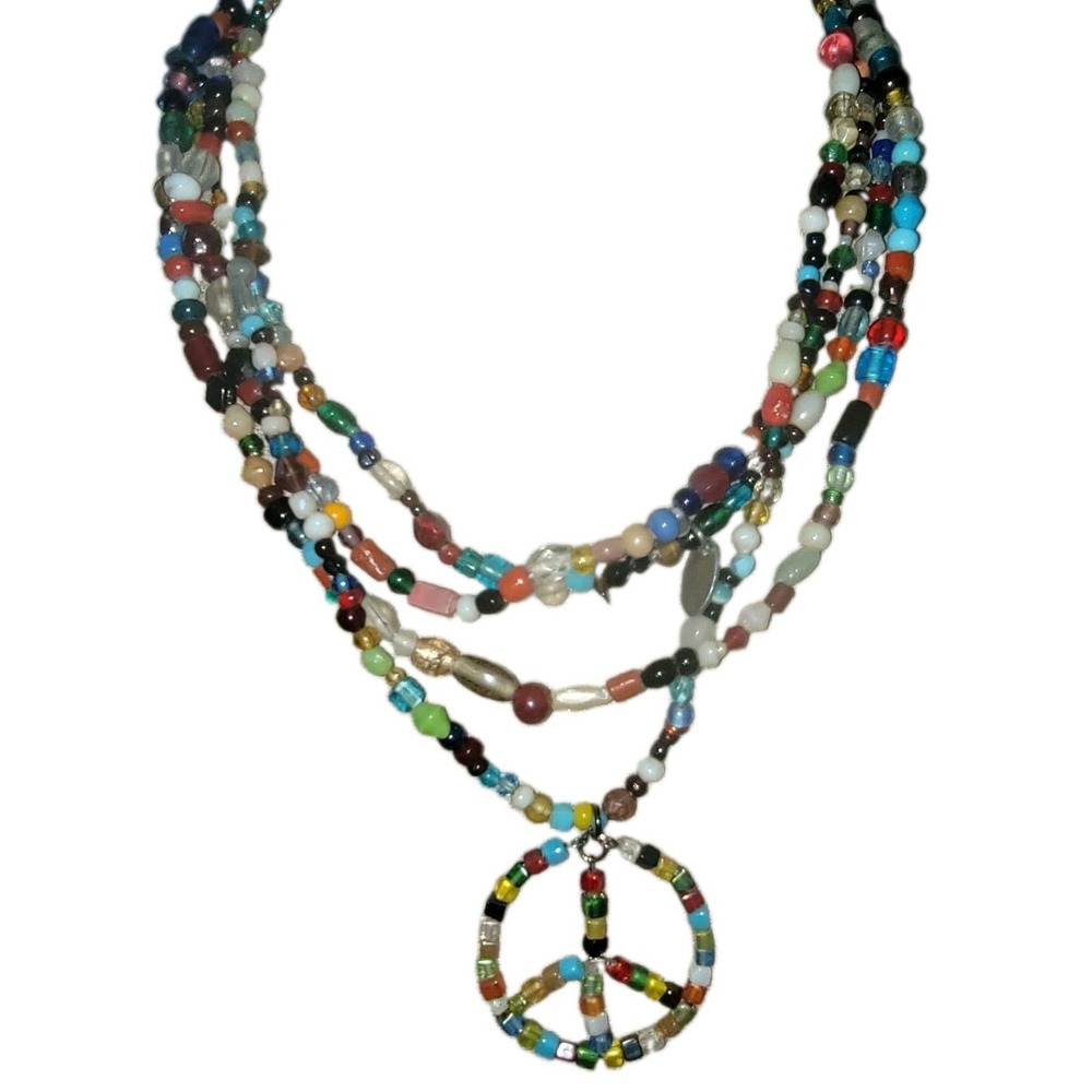 ZANY ZEN Multicolor Beaded Necklace Pair Long Boho 34 Inch